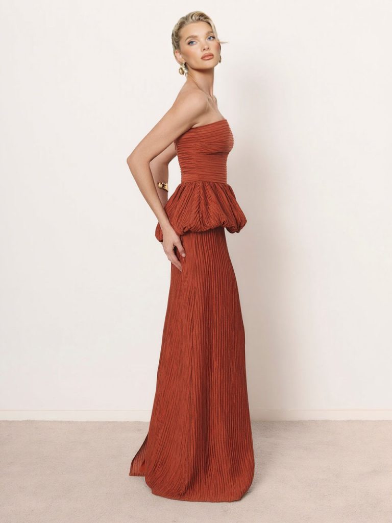 Ruched Strapless Elegant Two-Piece Set