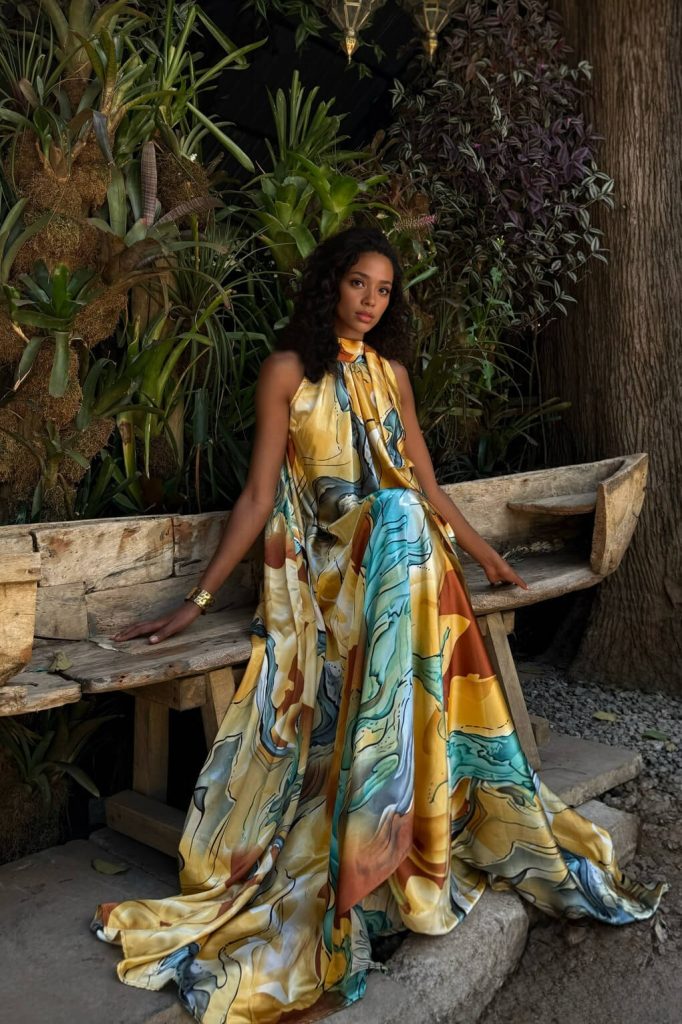 Printed Sleeveless Flared Maxi Dress
