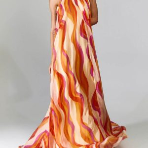 Printed Halter Elegant Maxi Dress