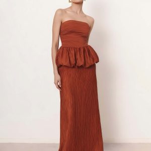 Ruched Strapless Elegant Two-Piece Set