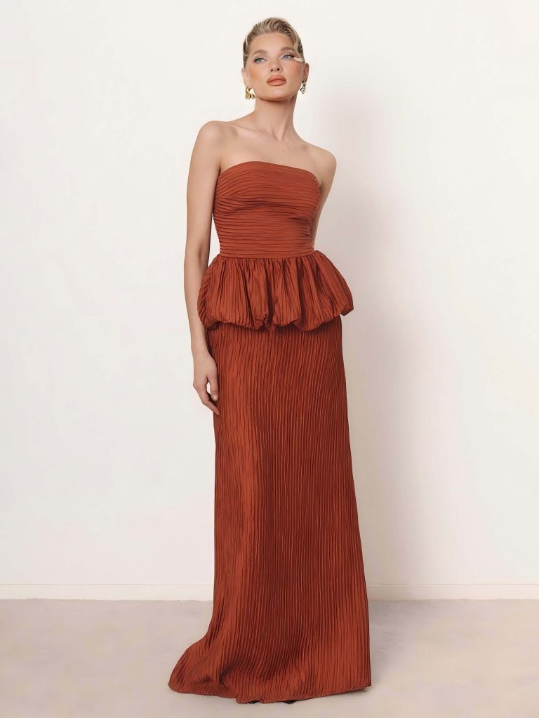 Ruched Strapless Elegant Two-Piece Set