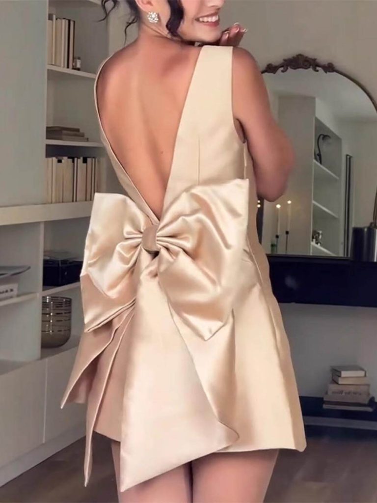 Satin Backless Mini Dress